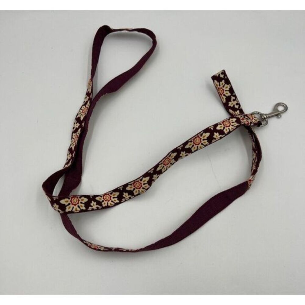 Vera Bradley Dog Leash Floral Pattern Burgundy Medallion 74" Long
